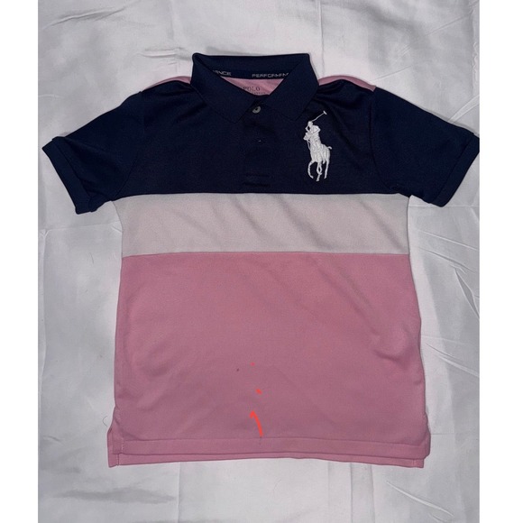 Polo Ralph Lauren Other - Kids Ralph Lauren Polo Shirt Navy Pink Color Block Short Sleeve Logo